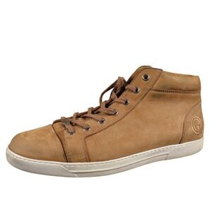 Gino-B Men's 43 Tan Leather High-Top Sneakers Casual Stylish Comfort Versatile